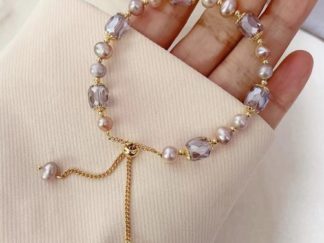 Pulsera con Perlas y Strass Lila