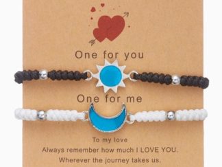 Pulsera de Amor Blanco y Negro Sol y Luna *par