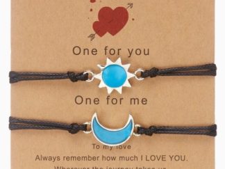 Pulsera de Amor Hilo Negro con Dije Sol y Luna *par