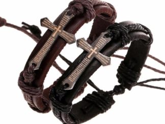 Pulsera de Cuero con Cruz