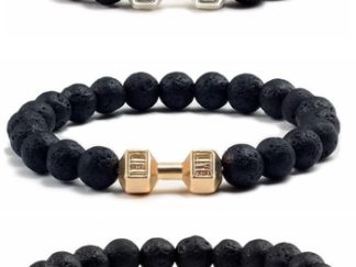 Pulsera de Piedras Volcánicas y Mancuerna