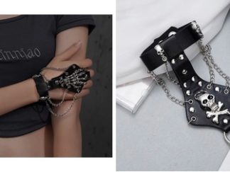 Pulsera estilo Gótica de Semicuero + Anillos
