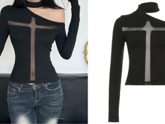 Ropa: Remera Tight Negro Cruz Trans. al Medio Manga Larga (+)