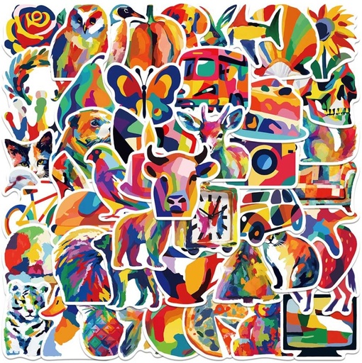 Stickers de Vinilo Animales en Colores 50pcs