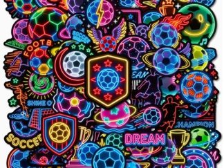 Stickers de Vinilo Fútbol en Neón 50pcs