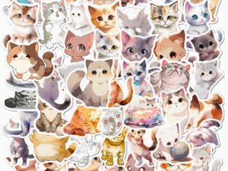 Stickers de Vinilo Gatitos de Acuarela 50pcs