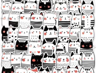 Stickers de Vinilo Gato Blanco y Negro 50pcs