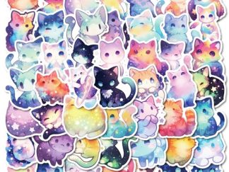 Stickers de Vinilo Gatos en Colores Fantasías 50pcs