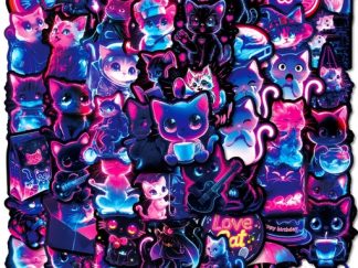 Stickers de Vinilo Gatos en Neón 50pcs