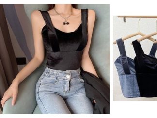 Topcito Camisilla de Terciopelo Brillante con Bretal Ancho (+)