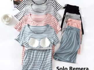 Topcito en Remera A Rayas con Mangas Cortas (+)