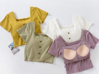 Topcito en Remera con Mangas Cortas y Botónes (+)