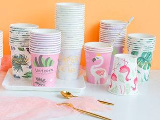 Vaso Desechable Flamenco/Tropical/Unicornio 10pcs
