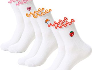 Medias Cortas Blanca con Dibujito y Borde Ondulado