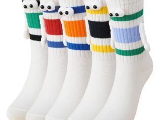 Medias Cortas con Imán, Ojitos y Líneas Coloridas