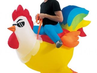 Disfraz Inflable para Adulto: Montando un Gallo con Lente del Sol