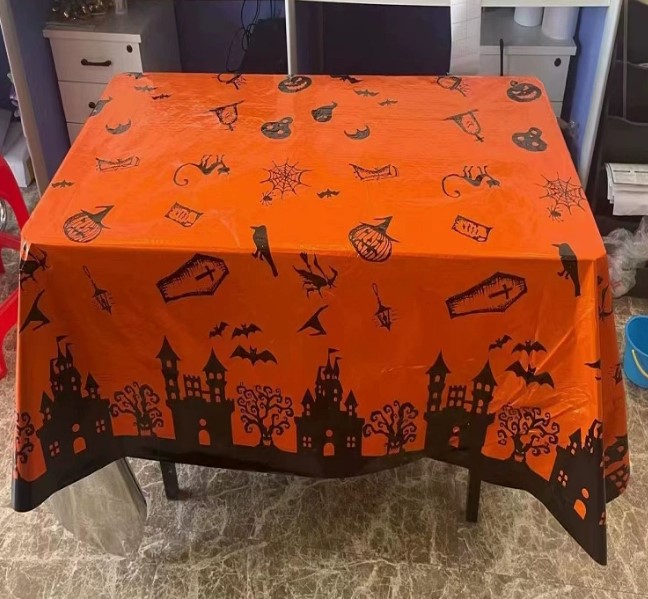 Decoración-Halloween: Mantel Desechable Anaranjado