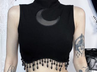 Ropa: Musculosa Negra con Luna y Pelotitas