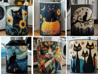 Canasta Arte de Retazos serie Gato