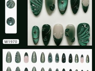Uña Postiza W1970# Ojo de Gato Verde 24pcs