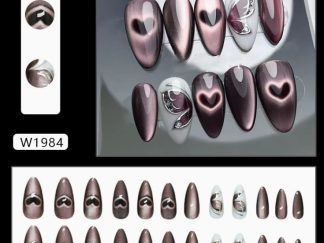 Uña Postiza W1984# Ojo de Gato Corazón 24pcs