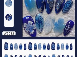 Uña Postiza W2082# Mariposa Azúl 24pcs