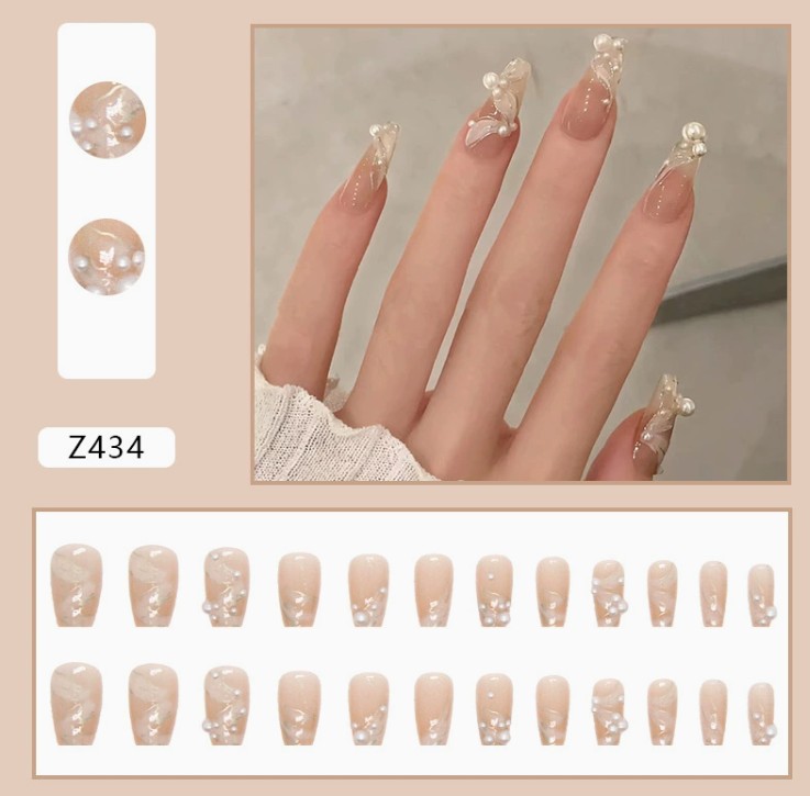 Uña Postiza Z434# Perlas 24pcs