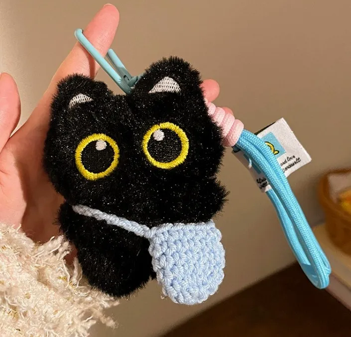 Colgante con Peluche de Gatito Negro